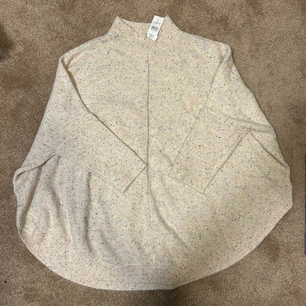 Loft mock neck poncho sweater